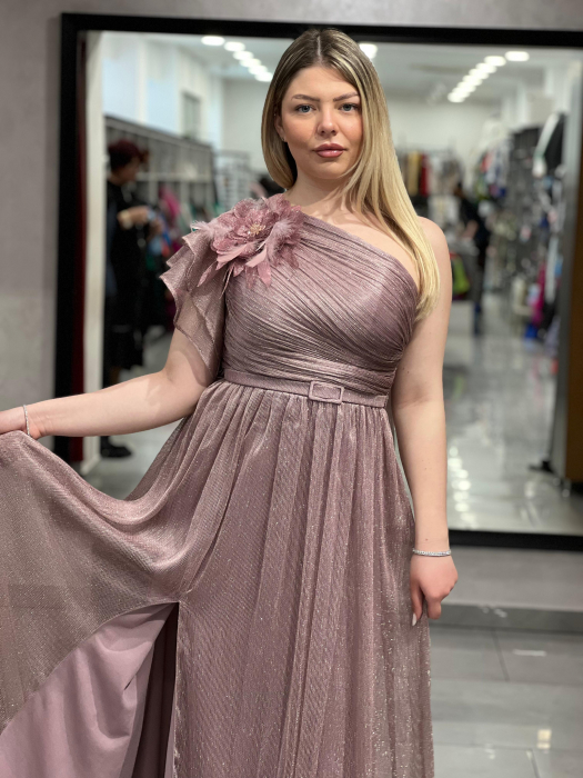 Rochie evazata roz Bella 5013 [2]