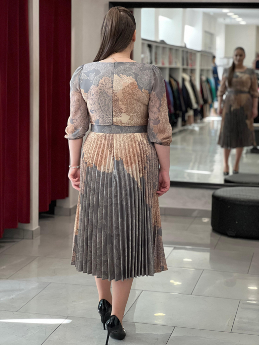 Rochie gri cu pliuri si print  [7]