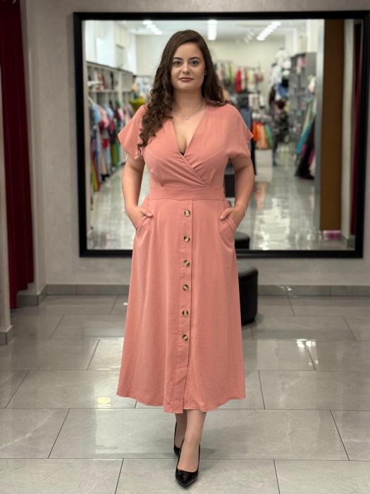 Rochie roz somon cu nasturi mod. 0411 [2]