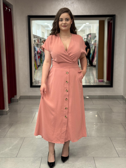 Rochie roz somon cu nasturi mod. 0411 [3]