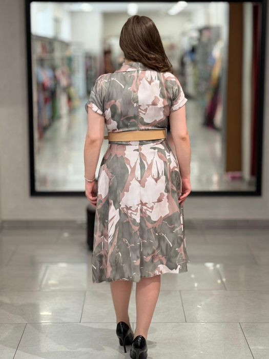 Rochie kaki cu rever si print mod. 2257 [4]