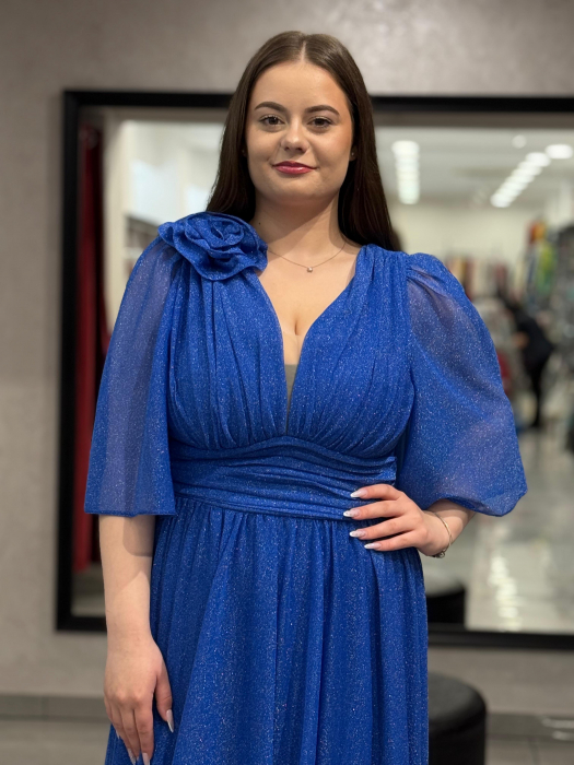 Rochie lunga albastru electric sidefat 4504 [2]