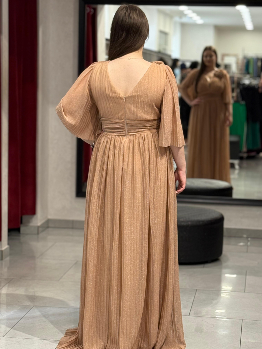 Rochie lunga bej sidefata 4504 [4]