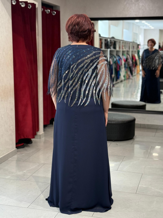 Rochie lunga bleomarin cu capa detasabila [4]