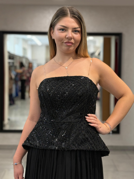 Rochie lunga neagra cu corset [5]