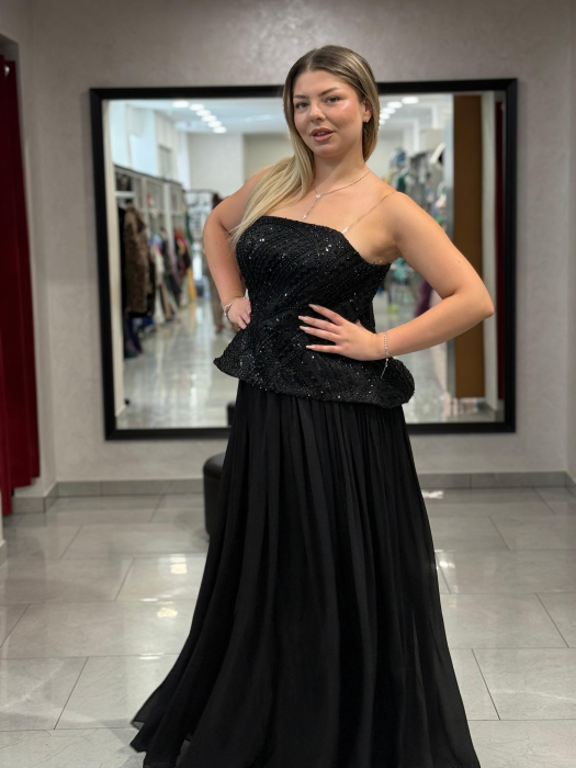 Rochie lunga neagra cu corset [3]