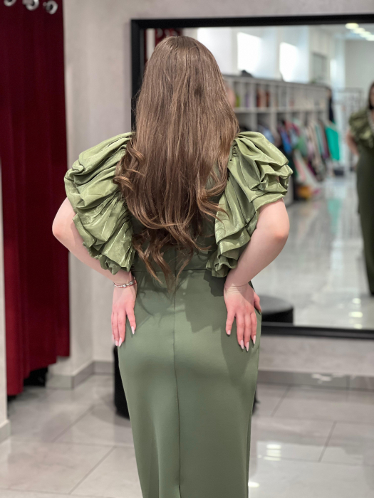 Rochie midi kaki cu volane 9547 [4]
