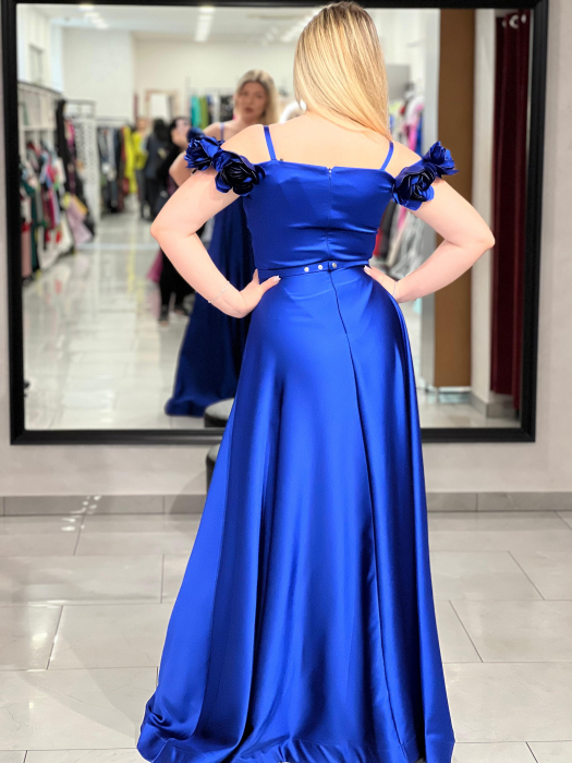 Rochie lunga evazata albastru electric 2510 [4]