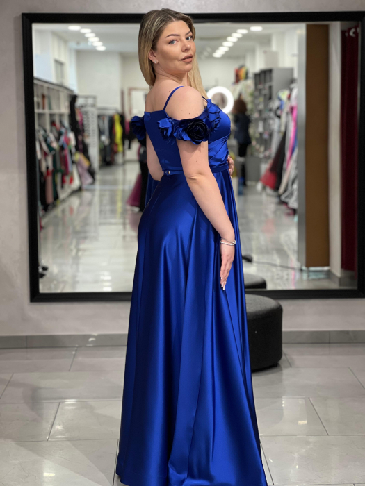 Rochie lunga evazata albastru electric 2510 [2]