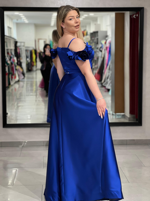 Rochie lunga evazata albastru electric 2510 [3]