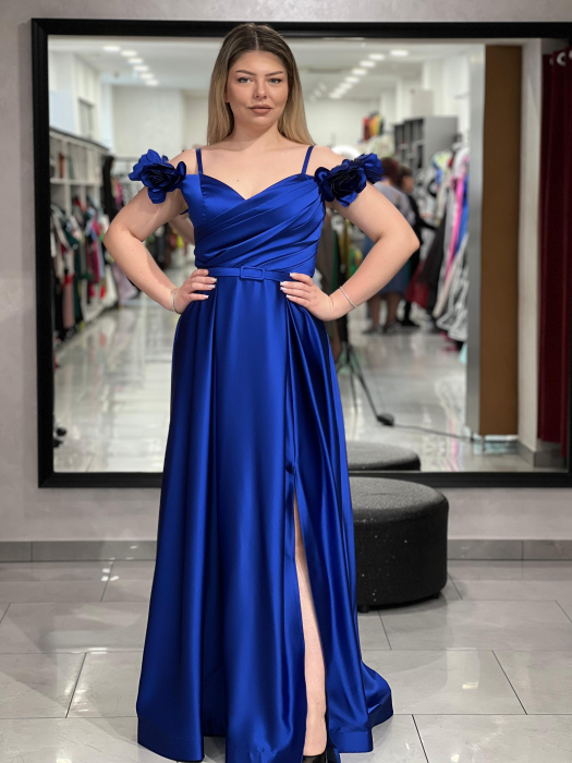 Rochie lunga evazata albastru electric 2510 [1]