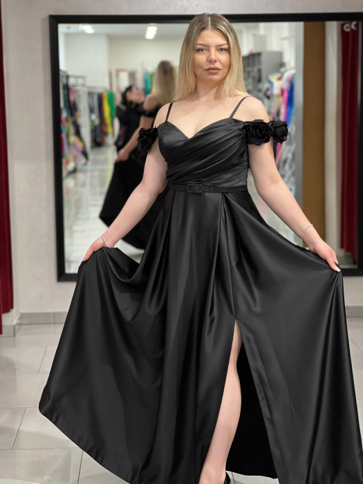 Rochie lunga evazata neagra 2510 [2]