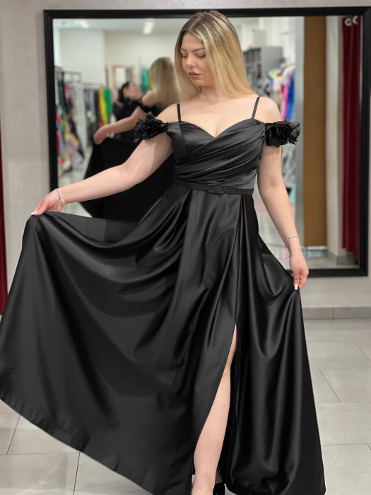 Rochie lunga evazata neagra 2510 [3]