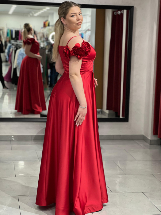 Rochie lunga evazata rosie 2510 [4]