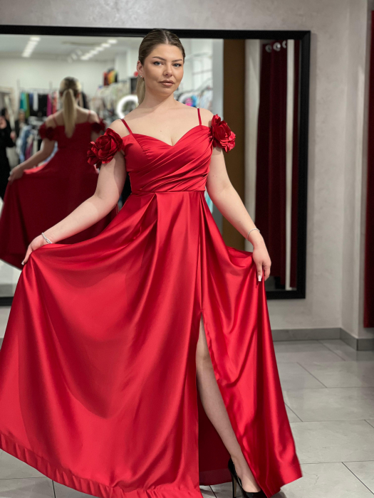 Rochie lunga evazata rosie 2510 [2]