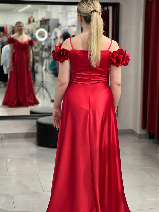 Rochie lunga evazata rosie 2510 [5]