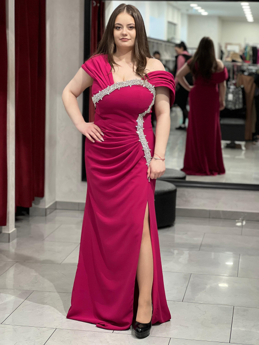 Rochie lunga roz cu strasuri 7032 [1]