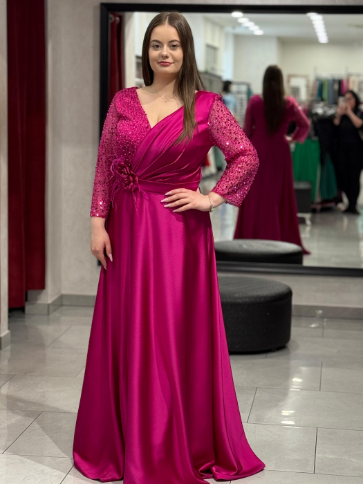 Rochie lunga fuxia satinata [1]