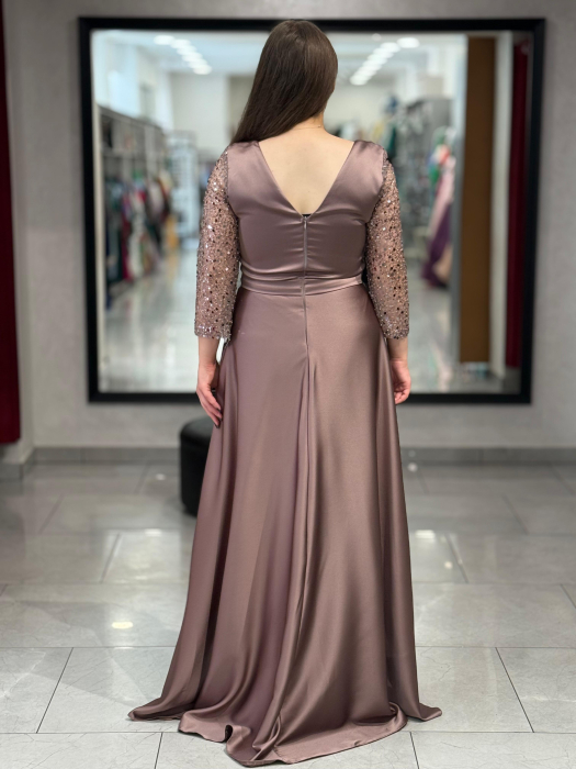Rochie lunga mocha satinata 2854 [4]