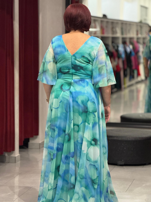 Rochie lunga albastra cu flori [5]