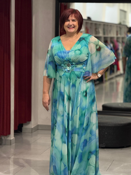 Rochie lunga albastra cu flori [3]