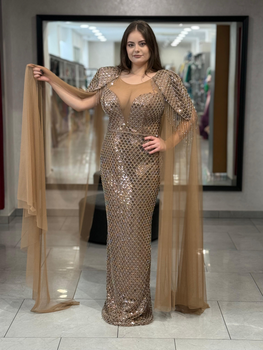 Rochie lunga aurie 9044 [3]