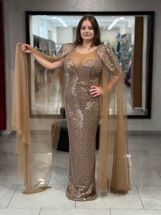 Rochie lunga aurie 9044 [5]