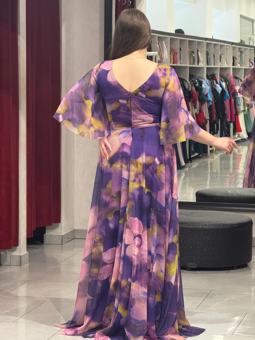 Rochie lunga mov cu flori [3]