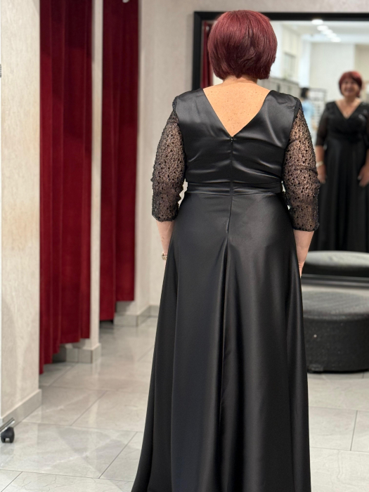 Rochie lunga neagra satinata 2854 [4]