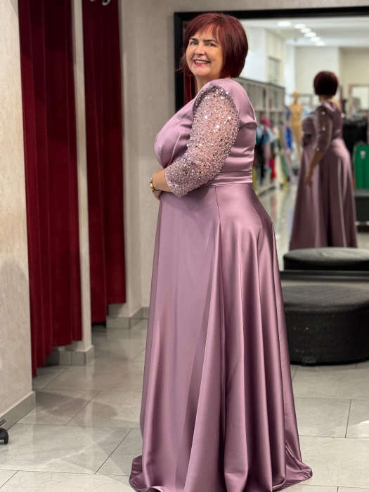 Rochie lunga mov praf satinata 2870 [2]