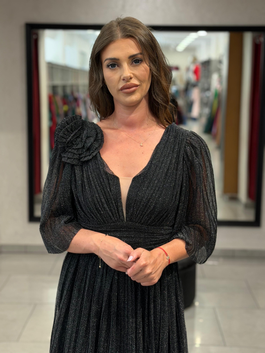 Rochie lunga neagra sidefata 4504 [2]