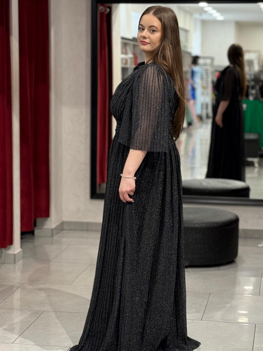 Rochie lunga neagra sidefata 4504 [8]