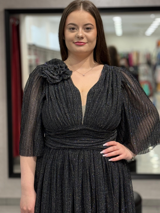 Rochie lunga neagra sidefata 4504 [7]