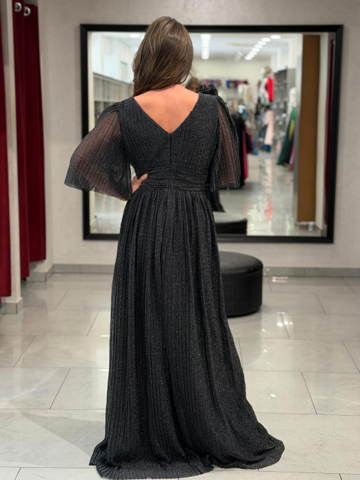 Rochie lunga neagra sidefata 4504 [5]