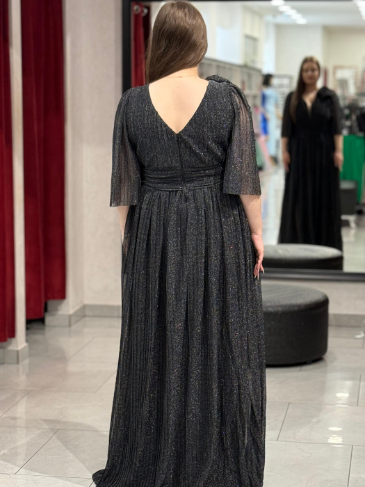 Rochie lunga neagra sidefata 4504 [4]
