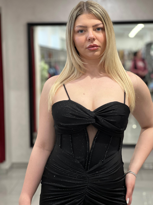 Rochie lunga neagra cu corset [3]