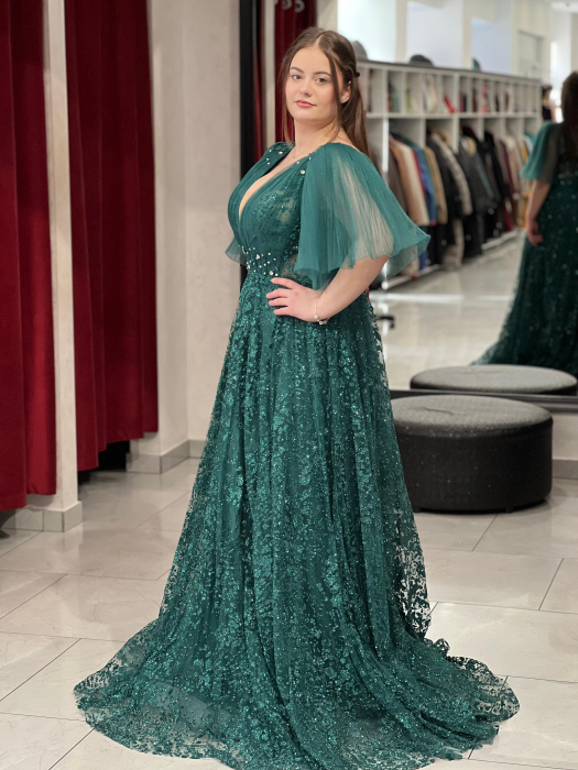 Rochie lunga verde 8006 [3]