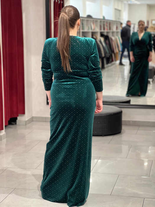 Rochie lunga verde catifea glitter 4425 [4]