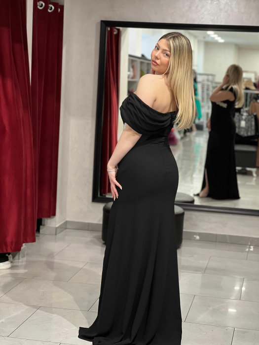 Rochie lunga neagra cu strasuri 7032 [5]