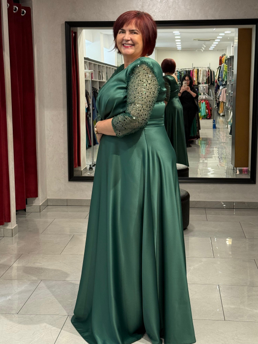 Rochie lunga verde satinata [2]
