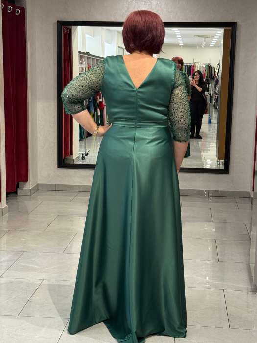 Rochie lunga verde satinata 2870 [3]