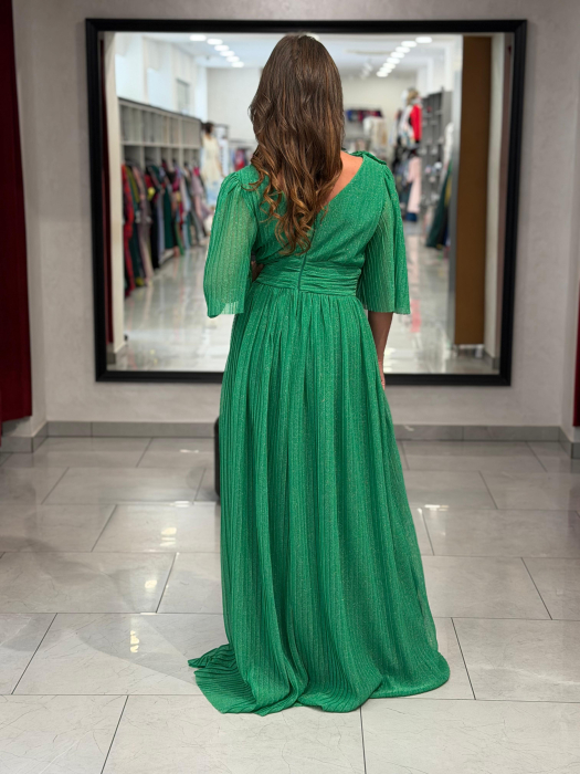 Rochie lunga verde sidefat 4504 [6]