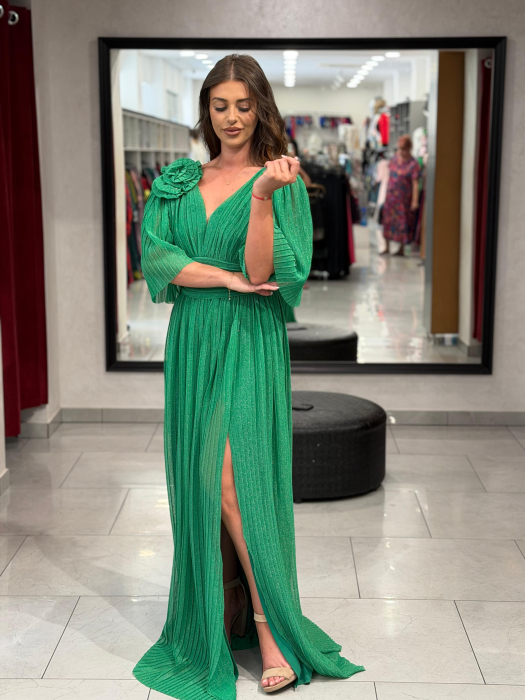 Rochie lunga verde sidefat 4504 [4]