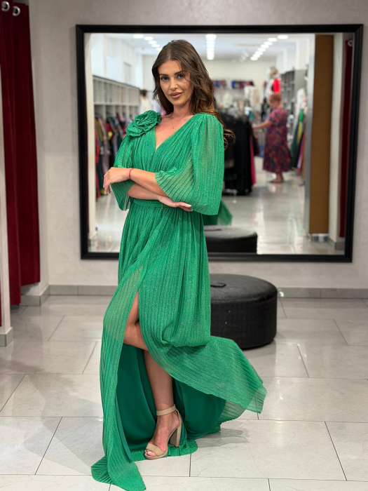 Rochie lunga verde sidefat 4504 [3]