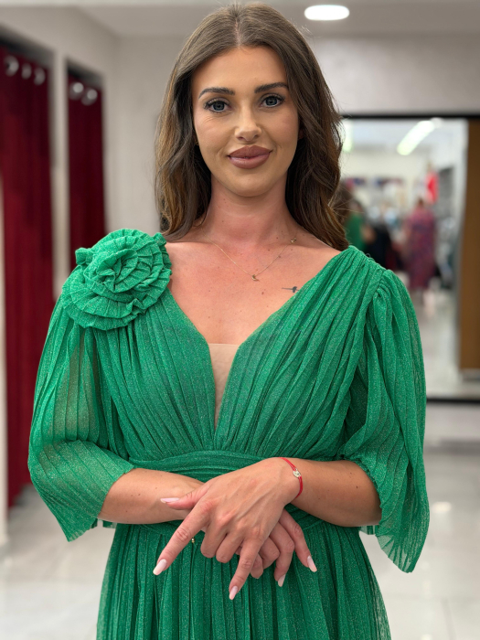 Rochie lunga verde sidefat 4504 [2]