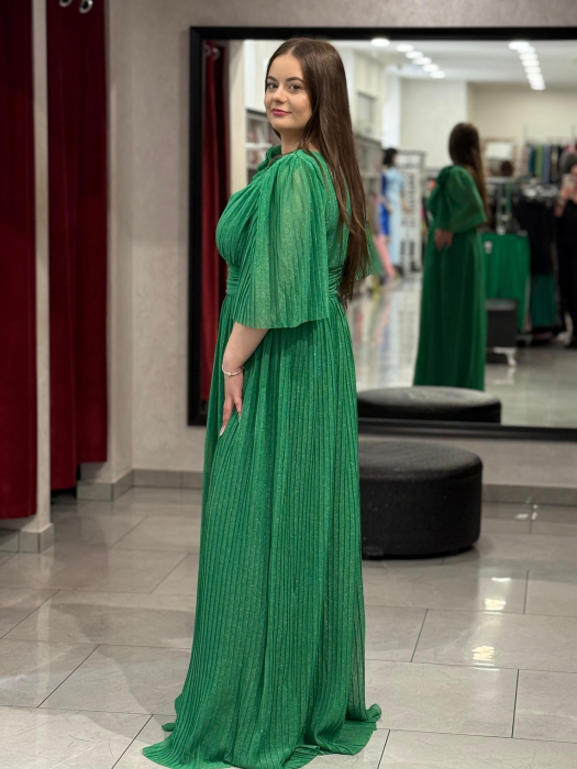 Rochie lunga verde sidefat 4504 [3]