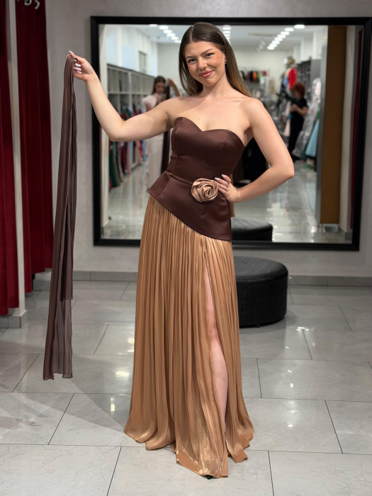 Rochie cu corset maneci si esarfa detasabile [4]