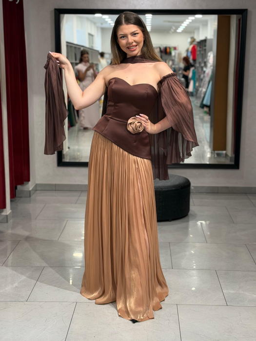 Rochie cu corset maneci si esarfa detasabile [2]