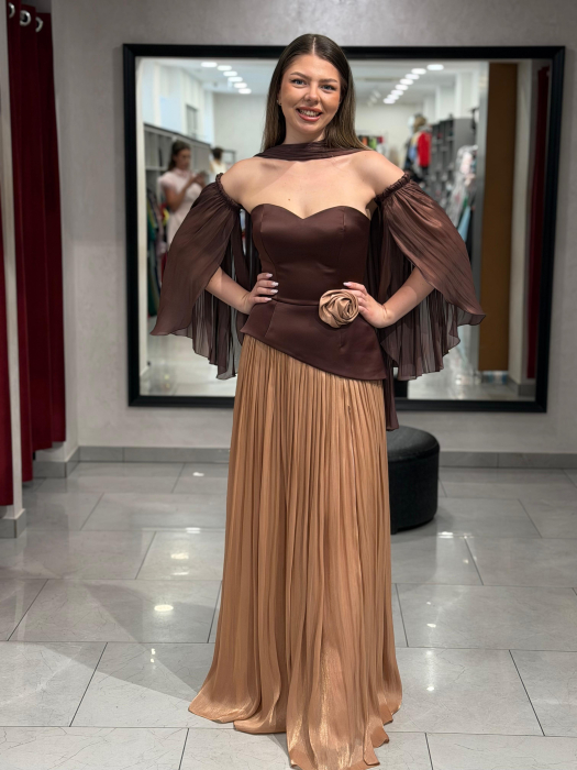 Rochie cu corset maneci si esarfa detasabile [5]