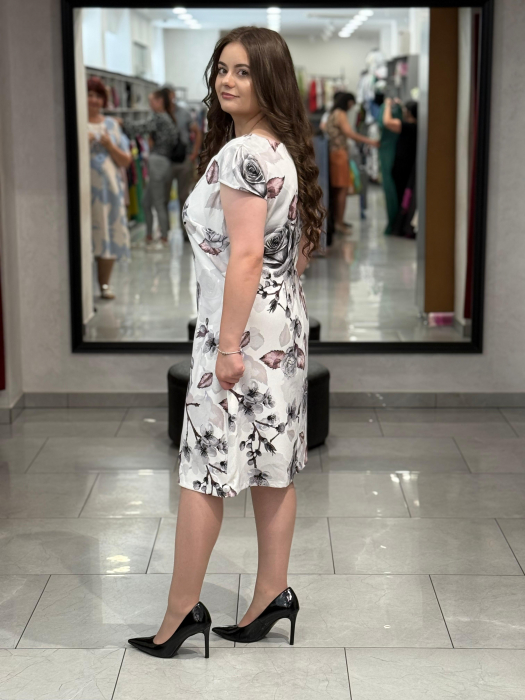 Rochie alba cu trandafiri gri mod. 2269 [3]